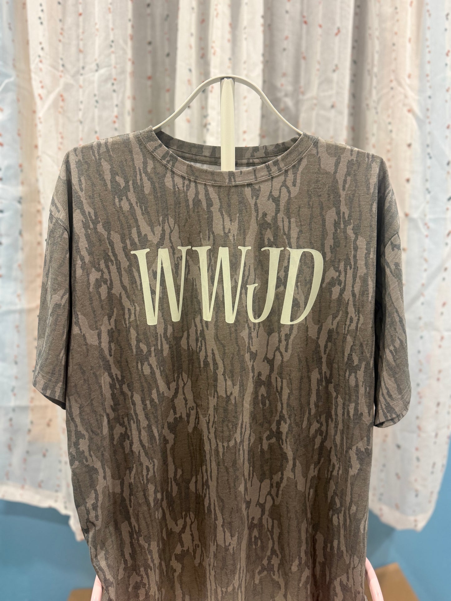 WWJD Mossy Oak Bottomland Camo Tee