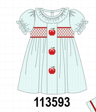 Blue Apple Smocked Dress