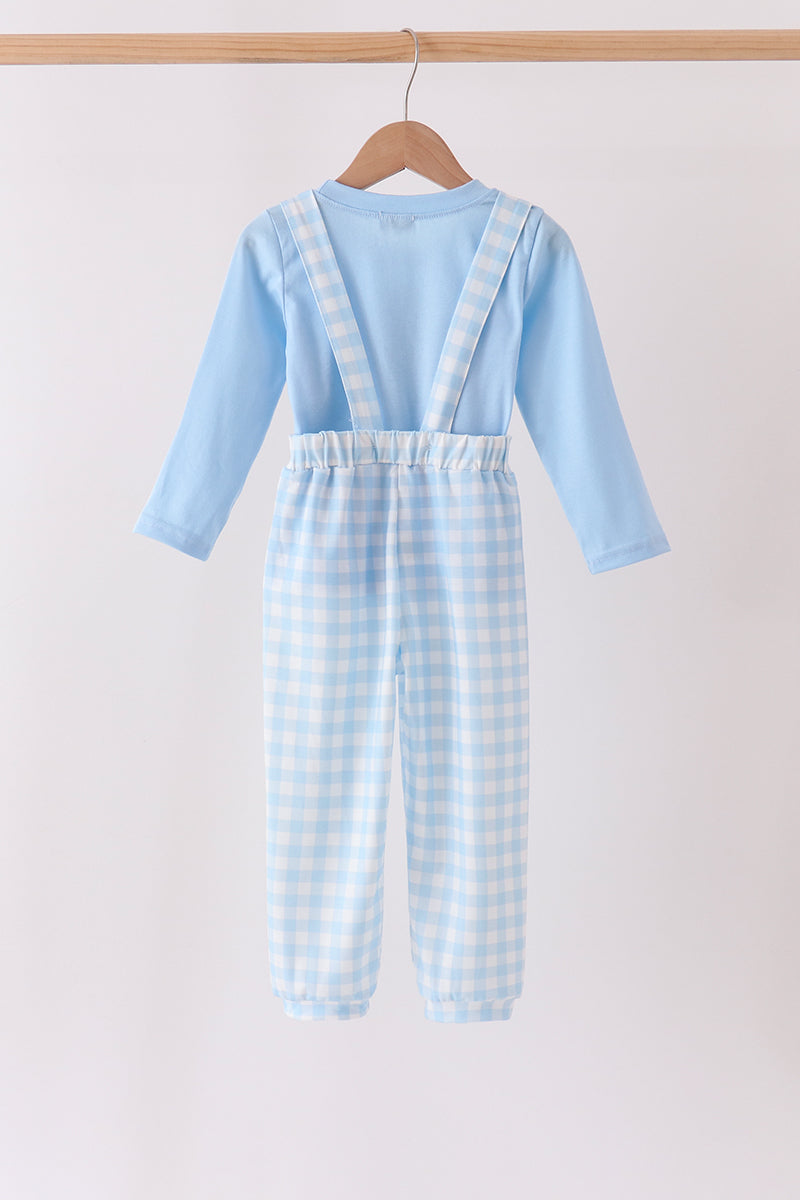 Blue Turkey Embroidery 2pc Jumpsuit Set