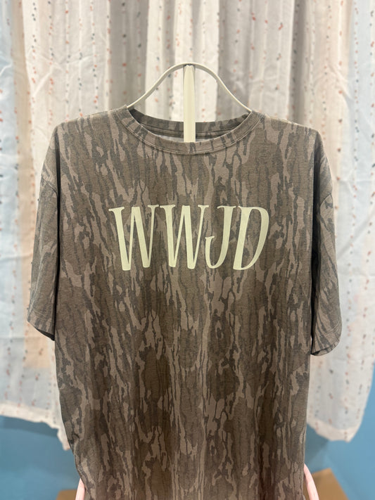 WWJD Mossy Oak Bottomland Camo Tee