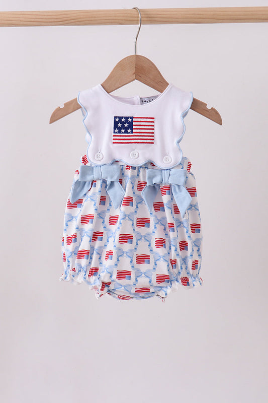 Blue flag embroidery bow bubble