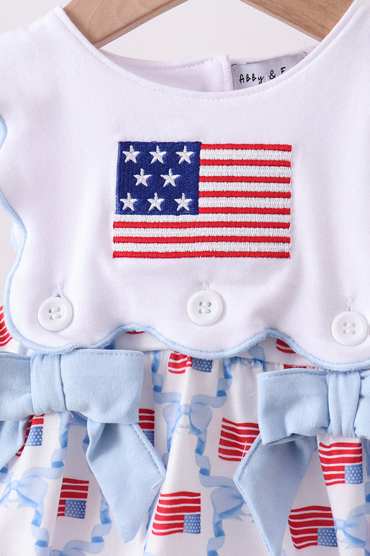 Blue flag embroidery bow bubble