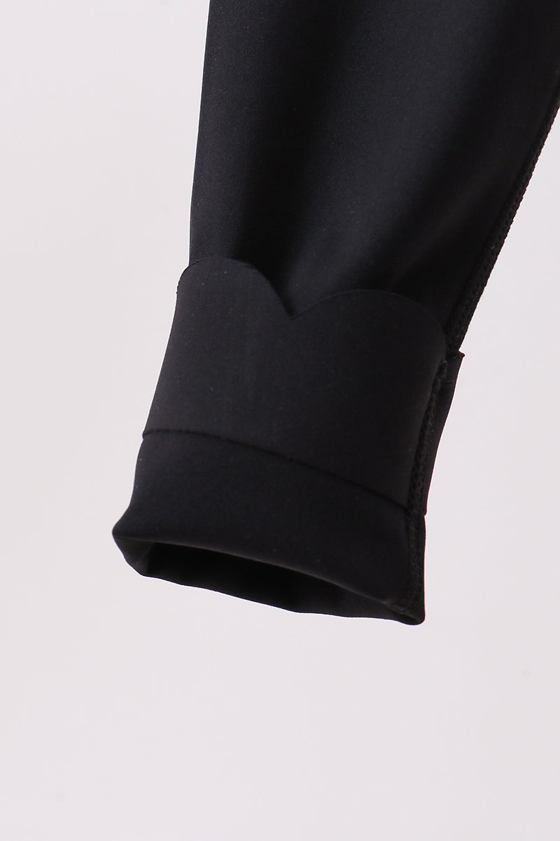 Black Scalloped Yoga Active Leggings