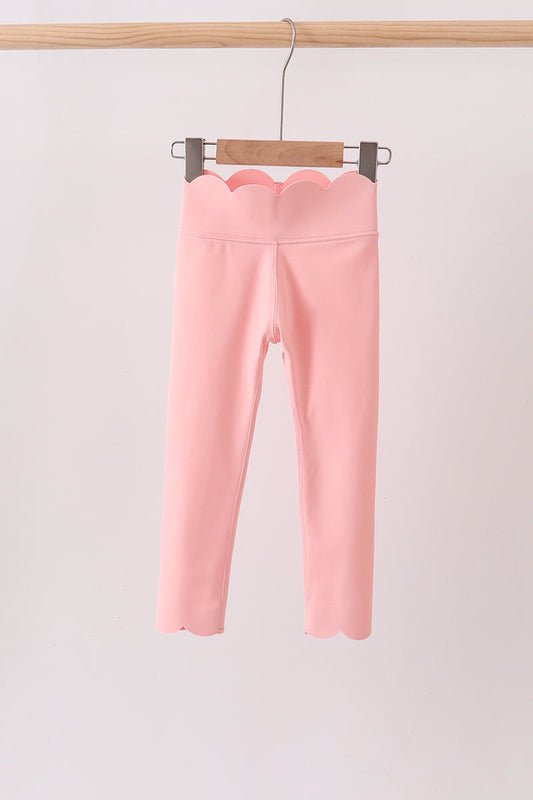 Pink Scalloped Yoga Active Leggings