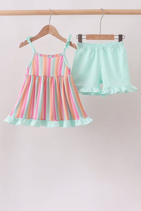 Rainbow Stripe Ruffle Set