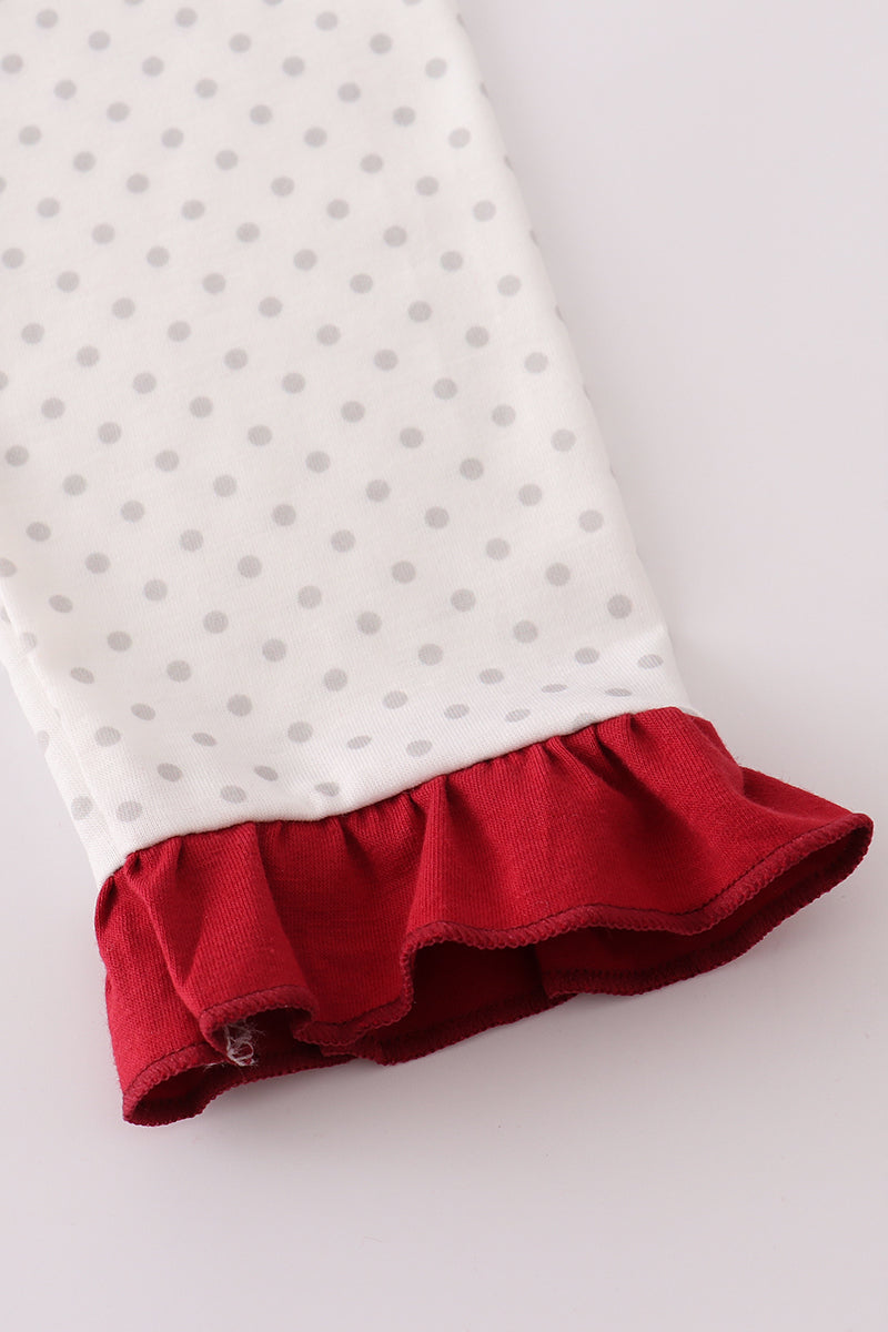 Alabama polka dot elephant french knot ruffle pants set