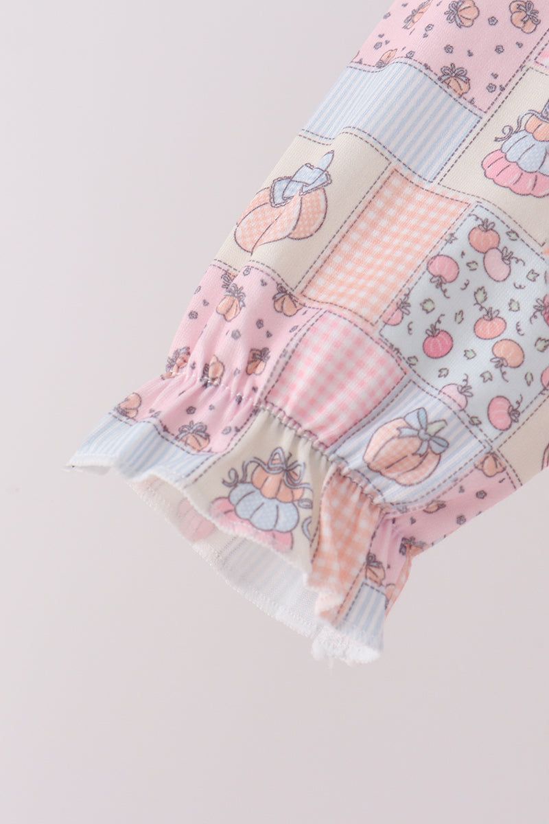 Pink pumpkin ruffle pants set
