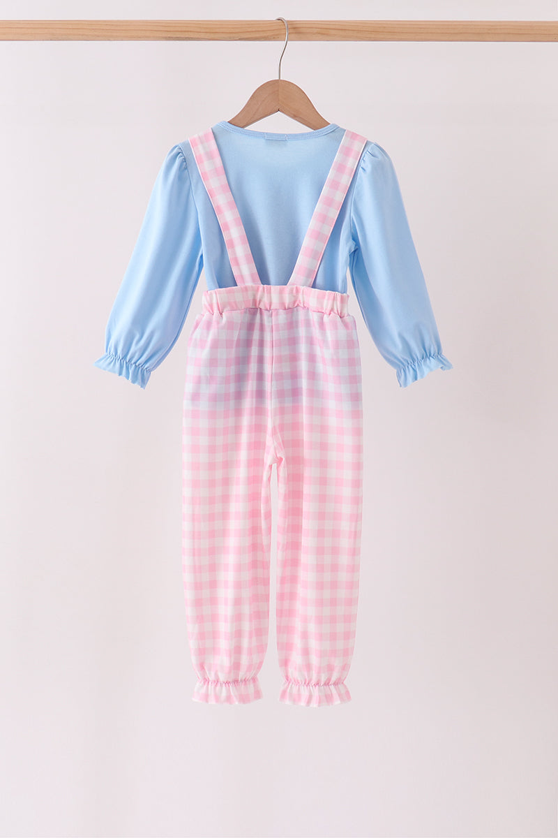 Pink Turkey Embroidery 2pc Jumpsuit Set