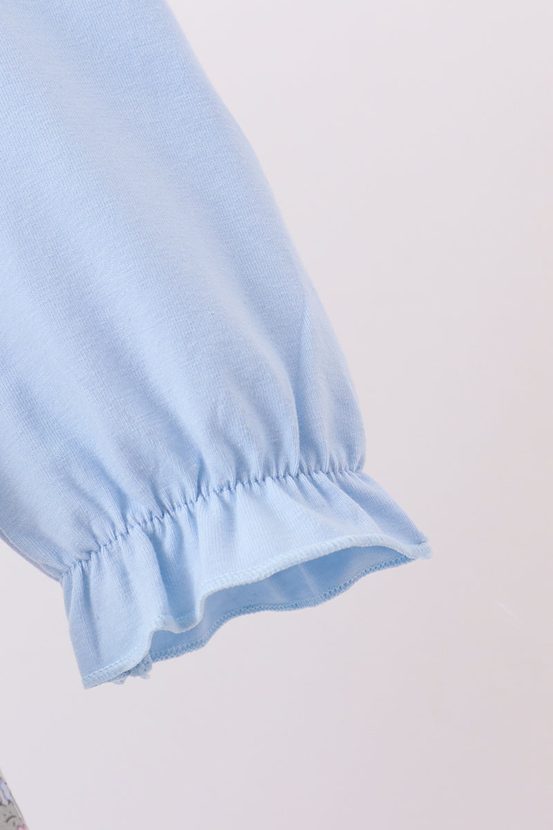 Blue Floral Bow Smocked 2pc Set