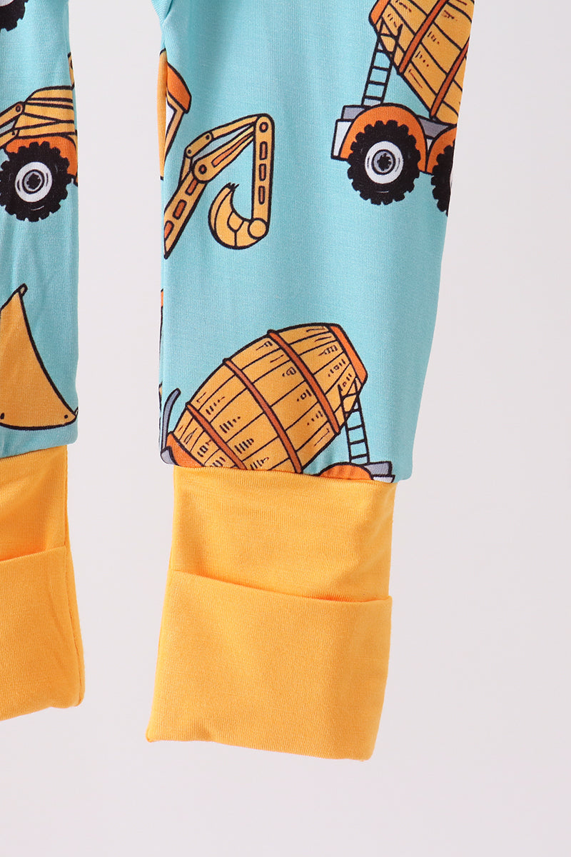 Construction Trucks Zip Bamboo Romper