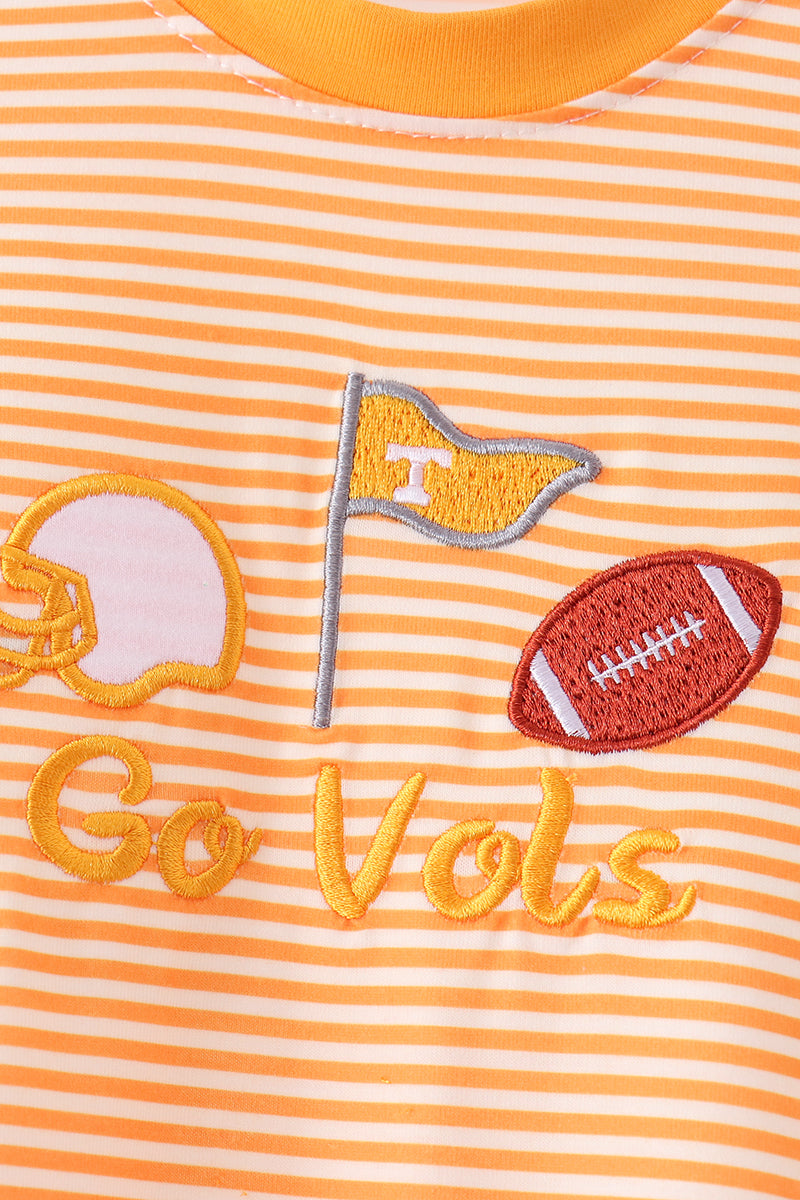 Orange Tennessee Go Vols Embroidery Romper