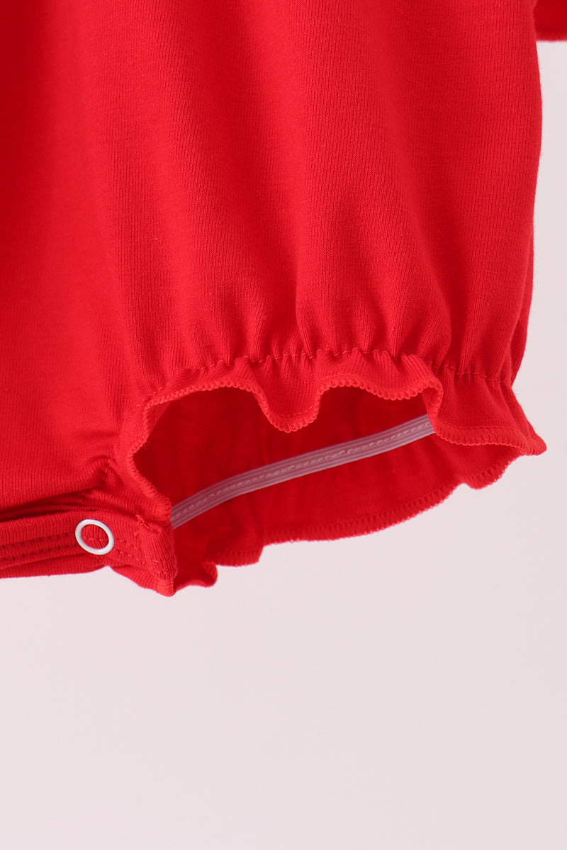 Red Georgia Go Dawgs Embroidery Ruffle Bubble