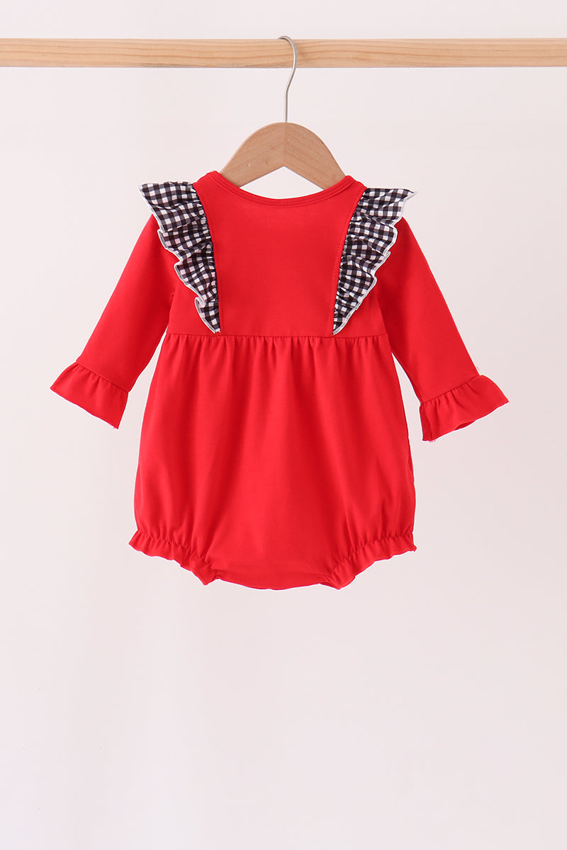 Red Georgia Go Dawgs Embroidery Ruffle Bubble