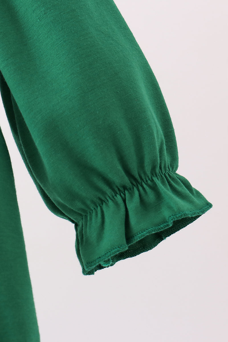 Forest bow smocked ruffle bubble