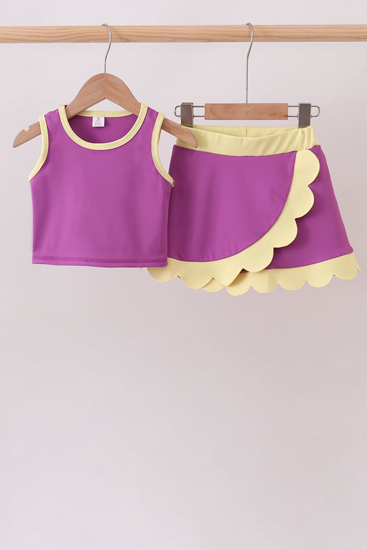 Purple Performance Scalloped Skorts Set