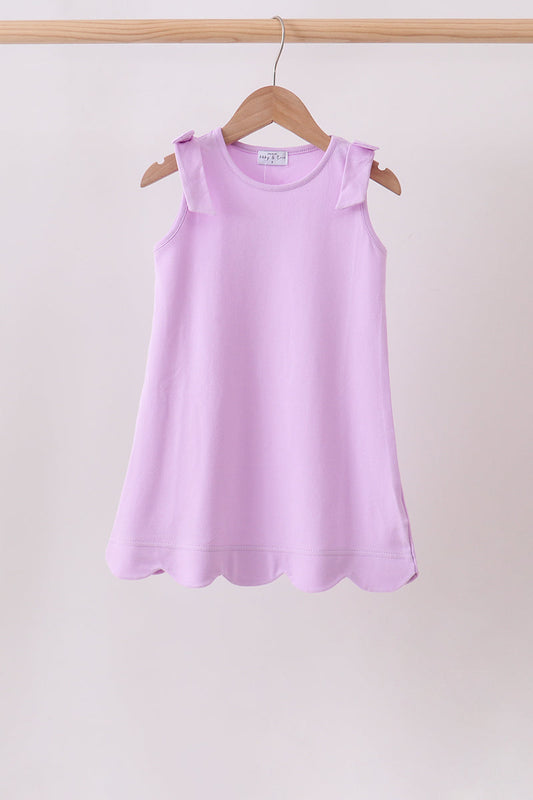 Purple Scalloped Bow Dress