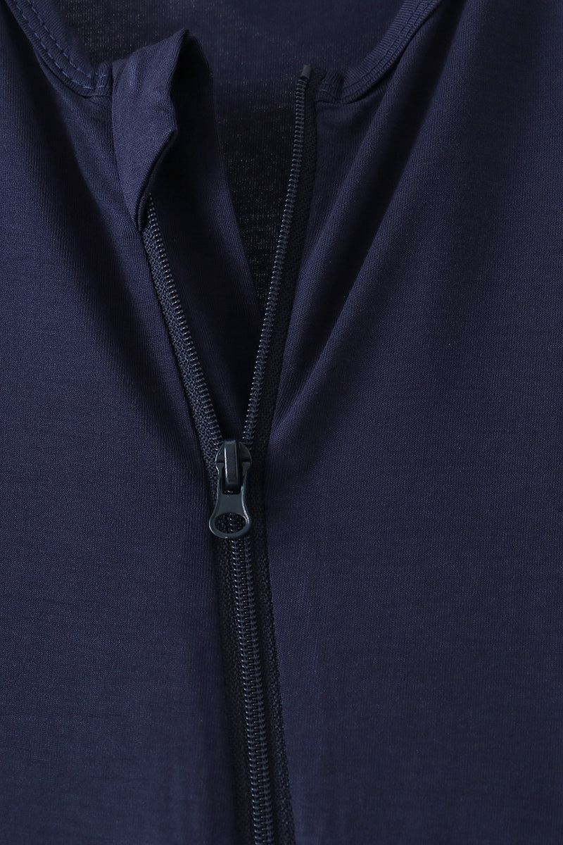 Navy zipper bamboo anti-slip romper
