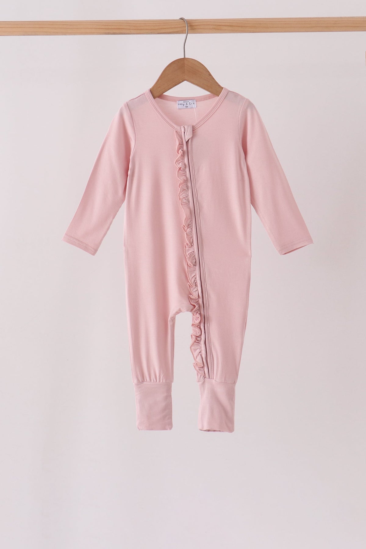Pink ruffle zipper bamboo anti-slip romper – wholesale for boutiques | Honeydew USA