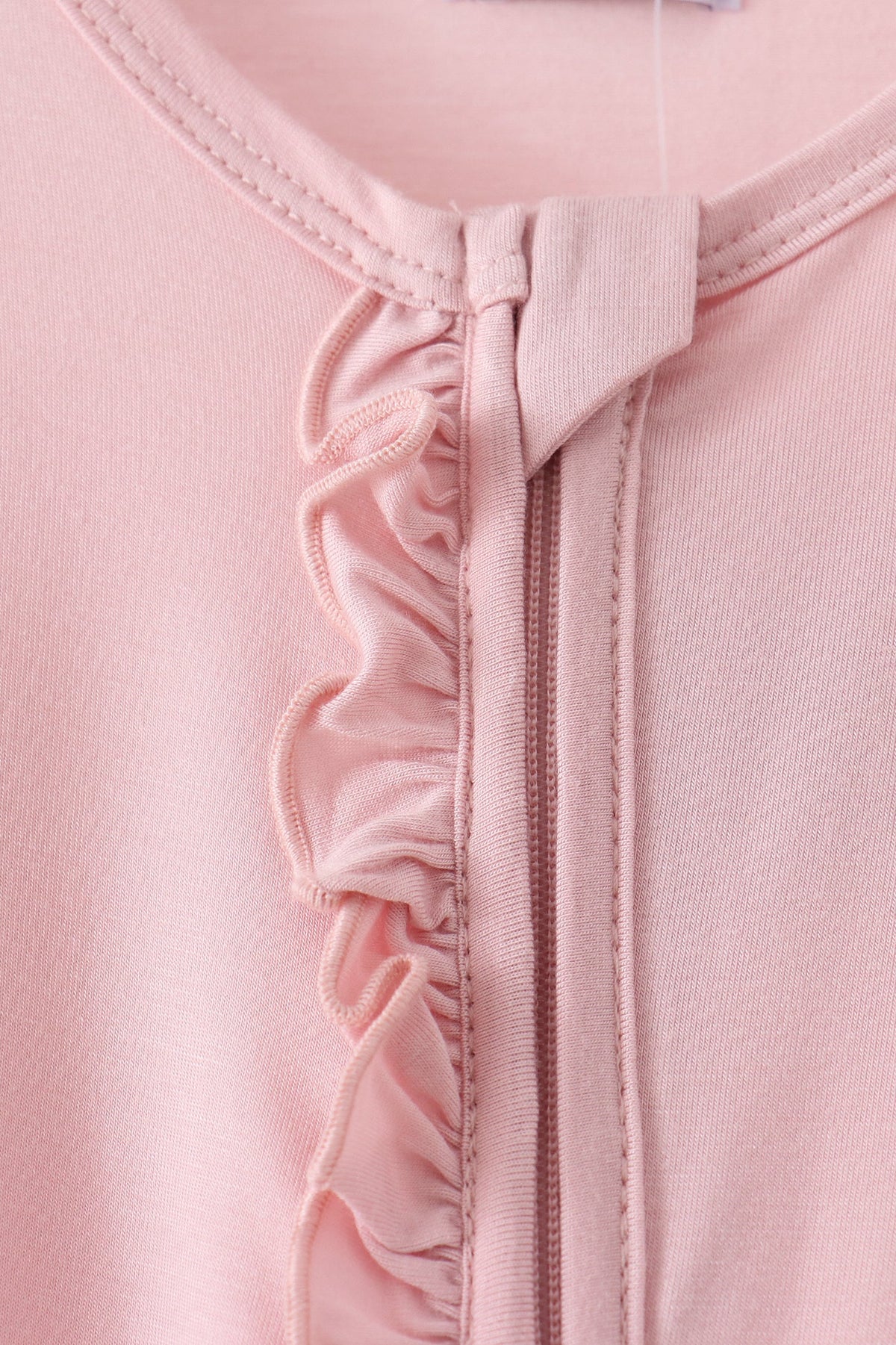 Pink ruffle zipper bamboo romper – view 2