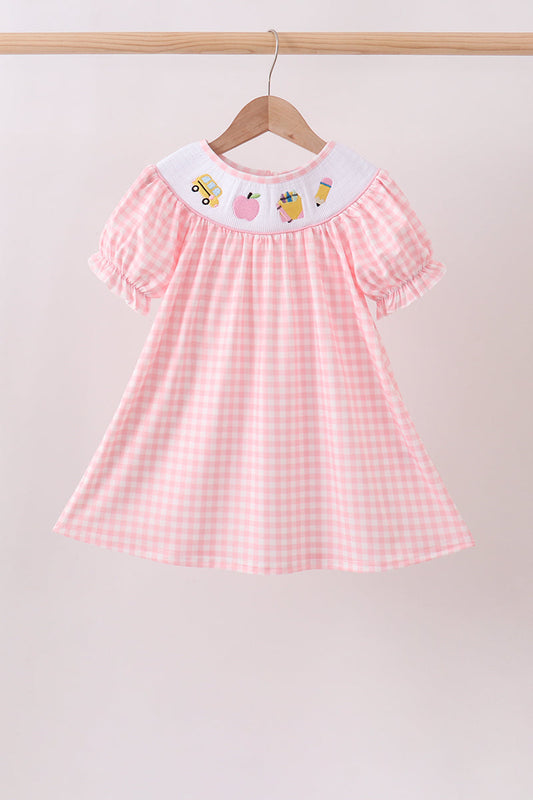 Pink Apple Bus Smocked Dress