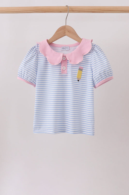 Purple Stripe Pencil Embroidered Top