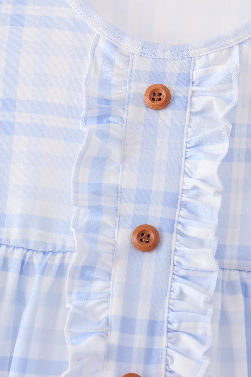 Blue Plaid Ruffle Dress