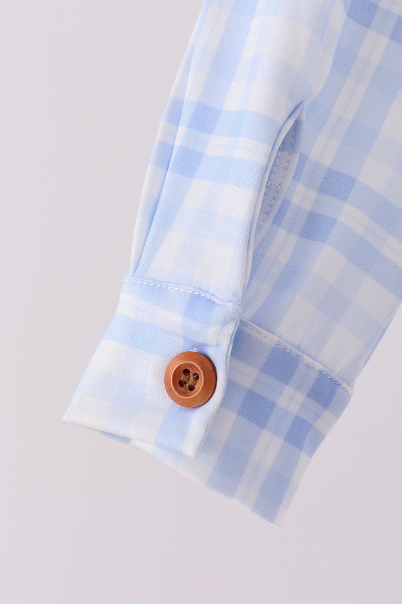 Blue Plaid Button Down Shirt
