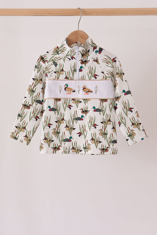 Duck embroidery half-zip pullover