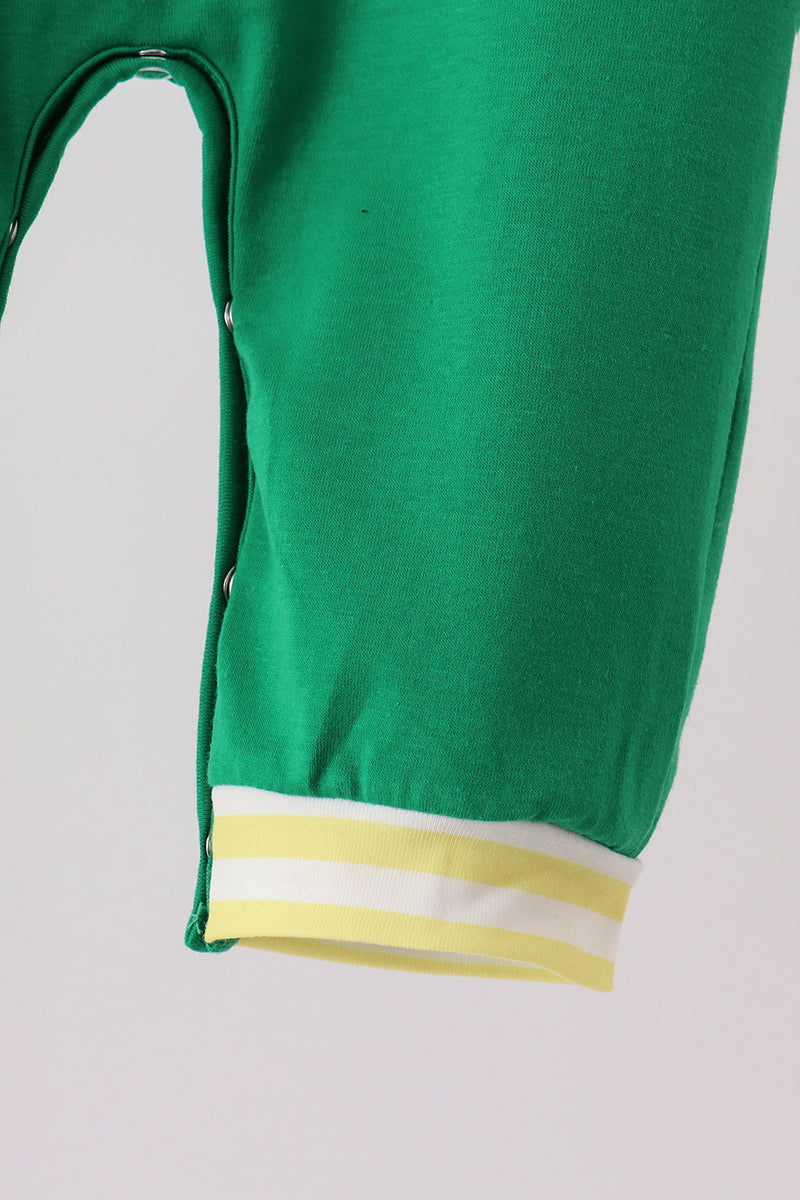 Green Farm Cow Embroidery Romper