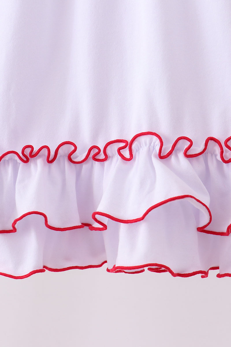 White bow ruffle dress
